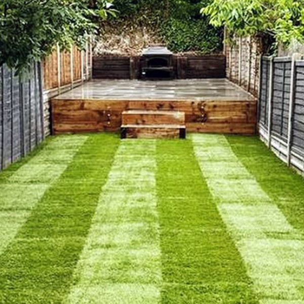 Image shows a newly laid lawn in Hertfordshire
